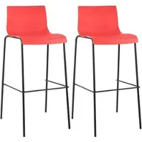 DELUKE 2er Set Barhocker TENAR Kunststoff Rot 43x48x100cm Schwarz Barstuhl Mit Lehne Tresenhocker Tresenstuhl