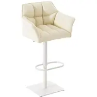 DELUKE Barhocker SIHAR - Kunstleder Creme 64x45x88 cm Weiß | Barstuhl Höhenverstellbar Mit Lehne Drehbar Tresenhocker Tresenstuhl Kneipenhocker Kneipenstuhl