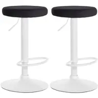 DELUKE 2er Set Barhocker KAZON - Samt Schwarz 38.5x38.5x60 cm Weiß | Barstuhl Höhenverstellbar Drehbar Tresenhocker Tresenstuhl Kneipenhocker Kneipenstuhl