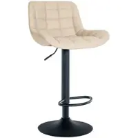 DELUKE Barhocker CARAM Kunstleder Creme 48x54x81cm Barstuhl Höhenverstellbar Mit Lehne Drehbar Tresenhocker Tresenstuhl
