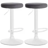 DELUKE 2er Set Barhocker KAZON - Samt Dunkelgrau 38.5x38.5x60 cm Weiß | Barstuhl Höhenverstellbar Drehbar Tresenhocker Tresenstuhl Kneipenhocker Kneipenstuhl