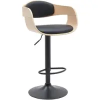 DELUKE Barhocker NADAN - Kunstleder Natura/schwarz 48x50x87 cm | Barstuhl Höhenverstellbar Mit Lehne Drehbar Tresenhocker Tresenstuhl Kneipenhocker