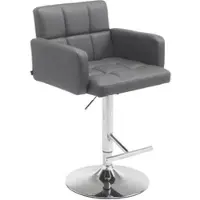 DELUKE Barhocker SUTUN - Kunstleder Grau 60x56x93 cm Silber | Barstuhl Höhenverstellbar Mit Lehne Drehbar Tresenhocker Tresenstuhl Kneipenhocker Kneipenstuhl