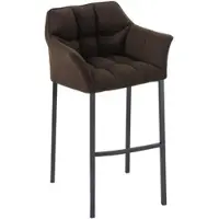 DELUKE Barhocker GIBEL Stoff Braun 64x48x110cm Schwarz Barstuhl Mit Lehne Tresenhocker Tresenstuhl
