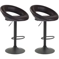 DELUKE 2er Set Barhocker MEKIM Kunstleder Braun 53x47x80cm Schwarz Barstuhl Höhenverstellbar Mit Lehne Drehbar Tresenhocker Tresenstuhl