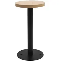 DELUKE Bistrotisch FLORI rund Hellbraun/Schwarz 40 cm MDF | Esstisch kleiner Tisch Cafe Gartentisch Balkontisch Outdoortisch