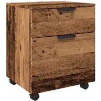 DELUKE Rollcontainer MOSAB Rollbar Altholz 45x38x54cm Nachttisch Mit Rollen Aktenschrank Rollbar Kleiner Schubladenschrank