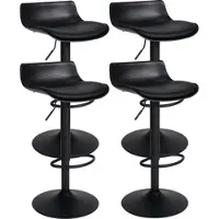 DELUKE 4er Set Barhocker GEDAN - Kunstleder Schwarz 43x44x69 cm | Barstuhl Höhenverstellbar Mit Lehne Drehbar Tresenhocker Tresenstuhl Kneipenhocker