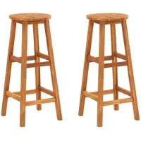 DELUKE Barhocker DENI 2er Set Massivholz Akazie | Barstühle Küchenhocker Thekenhocker für Küche Hausbar