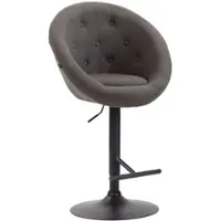 DELUKE Barhocker PENOR Stoff Dunkelgrau 65x57x107cm Schwarz Barstuhl Höhenverstellbar Mit Lehne Drehbar Tresenhocker Tresenstuhl