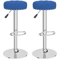 DELUKE Barhocker KENTR Höhenverstellbar 2er Set Blau Stoff Barstühle Drehbar Küchenhocker Thekenhocker Für Küche Hausbar