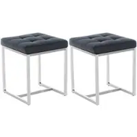 DELUKE 2er Set Sitzhocker VELAN Kunstleder Schwarz 40x40x48cm Hocker Schlafzimmer Polsterhocker Wohnzimmer Sitzbank Esszimmer