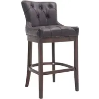 DELUKE Barhocker KAGAD - Echtleder Braun 55x57x109 cm Dunkelbraun | Barstuhl Mit Lehne Tresenhocker Tresenstuhl Kneipenhocker Kneipenstuhl