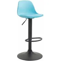 DELUKE Barhocker LUNOR - Kunststoff Blau 39x43x82 cm Schwarz | Barstuhl Höhenverstellbar Mit Lehne Drehbar Tresenhocker Tresenstuhl Kneipenhocker
