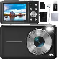 Siltcon Digitalkamera 4K 64MP – 3-Zoll-Display, 16x Zoom, 64GB SD, Schwarz