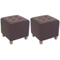 DELUKE 2er Set Sitzhocker CELIS Stoff Braun 45x45x46cm Hocker Schlafzimmer Polsterhocker Wohnzimmer Sitzbank Esszimmer