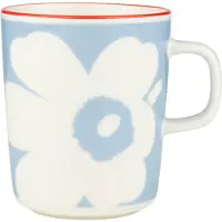 Marimekko - Oiva Juhla Unikko Becher mit Henkel, 250 ml, white / lt.blue / orange red