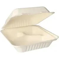 Papstar 125 Menüboxen, Zuckerrohr "pure" 3-geteilt 7,7 cm x 20 cm x 22 cm weiss