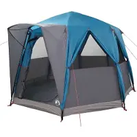 vidaXL Cabin Zelt 3-Personen mit Dach Blau und Grau 320 x 320 x 203 cm