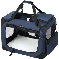 Songmics Hundebox Transportbox Auto Hundetransportbox faltbar Katzenbox Oxford Gewebe dunkelblau M 60 x 40 x 40 cm PDC60Z