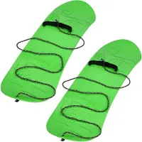 KOTARBAU 2er Set Kinder 68 x 20 cm ohne Bindung Schlitten Board Schneerutscher Kindersnowboard mit Seil Kunststoff Grün