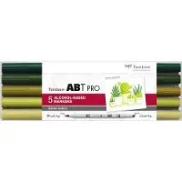 Tombow ABT Pro, 6 Stück(e), Grün, Meißel-/Bürstenspitze, Rund, Tinte auf Alkoholbasis