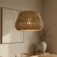 LUCANDE Hängelampe Melori , dimmbar, Holz hell, für Wohn- / Esszimmer, Holz, Skandinavisch, Pendelleuchte