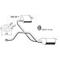 ERNST 344241 Endschalldämpfer für FORD MONDEO III (B5Y) Auspuff