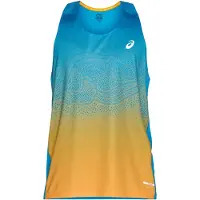 Asics Road Fade Singlet - aegean blue/yamabuki, Größe:L