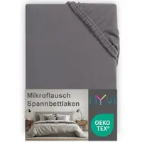 NYVI Spannbettlaken DreamScience Mikroflausch - Kuschelweiches & Wärmendes Bettlaken Spannbetttuch 140x200 - 160x200 cm anthrazit