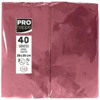 PROnappe SV623908I 30x Tissue-Servietten, Packung mit 40 Stück, mikrogeprägt, 2-lagig, 1/8 Kopffalz, 38x38 cm Bordeauxrot