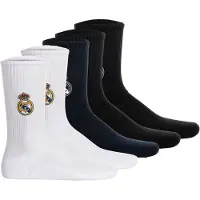 Real Madrid Unisex Socken, 5er Pack - Tennis Embroidery Socks, Emblem-Logo gestickt, Baumwollmischung, einfarbig