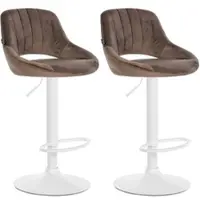 DELUKE 2er Set Barhocker SEGAD Samt Braun 47x48x85cm Weiß Barstuhl Mit Lehne Tresenhocker Tresenstuhl