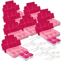 Rosenstein & Söhne 8er-Set Brotdosen mit je 5 Fächern, kleine Soßenbox, 1.300 ml, pink
