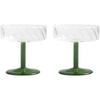 &Klevering - Coupe Twirl Champagnerglas, dunkelgrün (2er-Set)