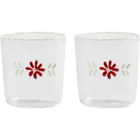 &Klevering - Flora Trinkglas 300 ml, rot (2er-Set)