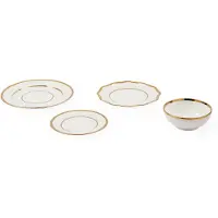 Pols Potten Geschirrset Golden Finds White (Set von 4)