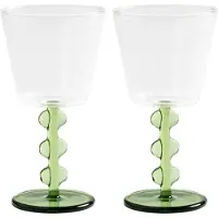 &k amsterdam &klevering - Petal Weinglas, 0,2 L, grün (2er-Set)