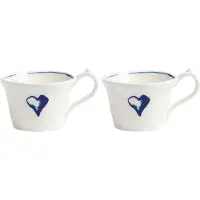 &k amsterdam &klevering - Anouk Tasse, Herz, 250 ml, blau (2er-Set)