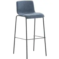 DELUKE Barhocker TENAR Stoff Blau 43x48x100cm Schwarz Barstuhl Mit Lehne Tresenhocker Tresenstuhl