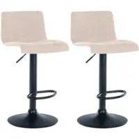 DELUKE 2er Set Barhocker GEBEL - Stoff Creme 39x36x84 cm | Barstuhl Höhenverstellbar Mit Lehne Drehbar Tresenhocker Tresenstuhl Kneipenhocker Kneipenstuhl