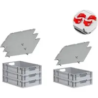 Proregal Spar Set 5x Eurobox Nextgen Economy Mit Auflagedeckel & 4x Schiebeschnappverschlüsse Rot Griffe Offen HxBxT 12 x 40 x 60 cm 23 Liter