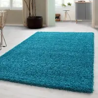 Carpetsale24 Teppich Hochflor Einfarbig Flauschiger Langflor Shaggy Flokati Wohnzimmerteppich, Türkis, 160 x 230 cm