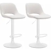 DELUKE Barhocker 2er Set JAKSON - Creme, Stoff, Weiß | Barhocker mit Lehne Barstuhl Tresenhocker Tresenstuhl Kneipenhocker Kneipenstuhl