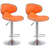 CLP 2er Set Barhocker Las Vegas V2 Kunstleder mit Fußstütze orange Gestell Farbe chrom