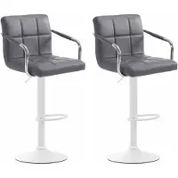 CLP 2er Set Barhocker Lucy V2 höhenverstellbar und drehbar grau Gestell Farbe weiß