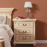 Casa Padrino Luxus Barock Nachtkommode mit 3 Schubladen Creme H. 70 cm - Barock Möbel