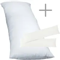 EXKLUSIV HEIMTEXTIL 1 x Füllkissen 40x80 cm + Jersey Kissenbezug 2er Set 40 x 80 cm Weiss