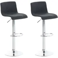 CLP 2er Set Barhocker Hover Stoff höhenverstellbar und drehbar dunkelgrau Gestell Farbe chrom