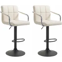 CLP 2er Set Barhocker Lucy V2 höhenverstellbar und drehbar creme Gestell Farbe schwarz